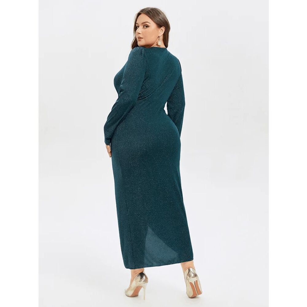 NWT Curvesoul Wrap Hem Ruched Midi Dress - Picture 3 of 3